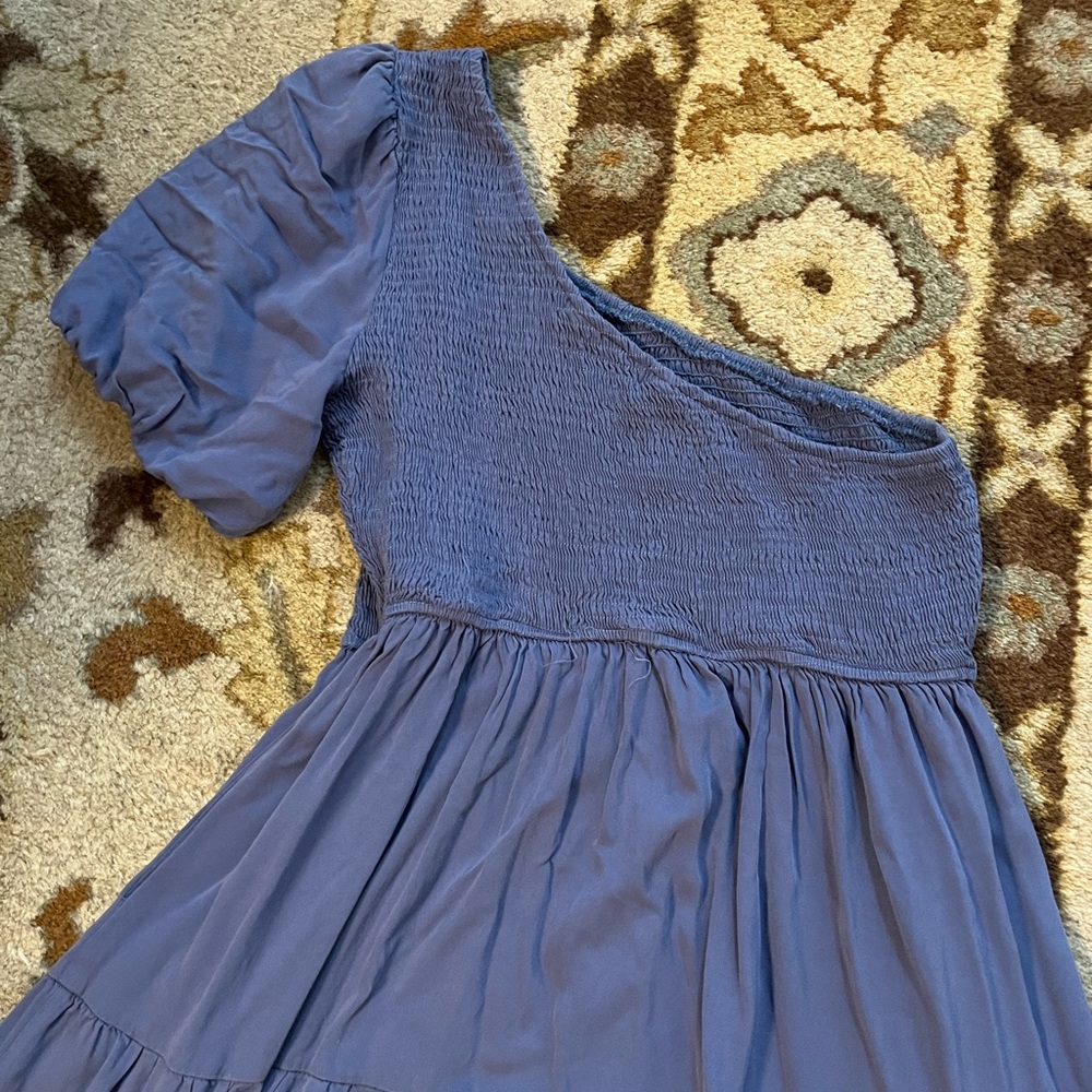 Blue one shoulder dress